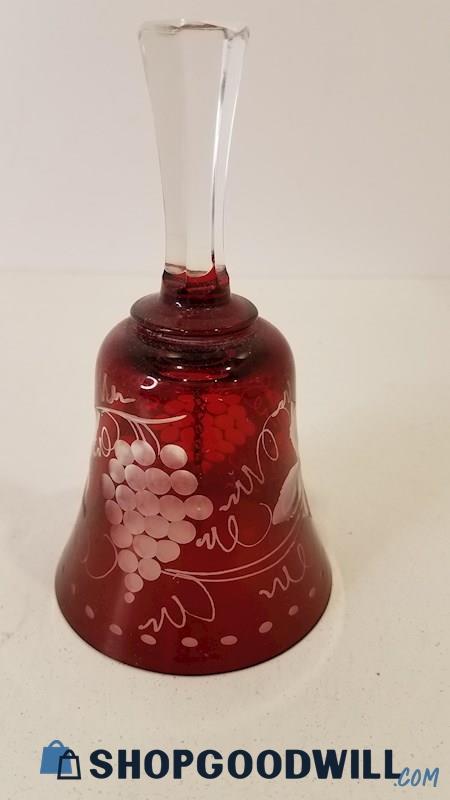 Grapes Bell Red/Clear Glass/Crystal Approx 5.5