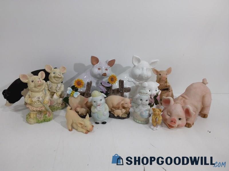 Vintage Little Pigs Ceramic Porcelain Plastic Small Large Figurines Collectibles