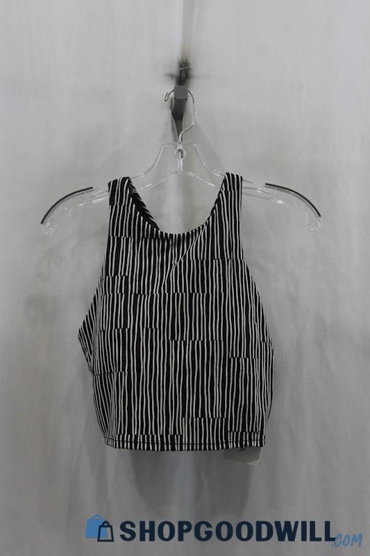 NWT Athleta Womens Black/White Stripe Pattern Sports Bra Sz M