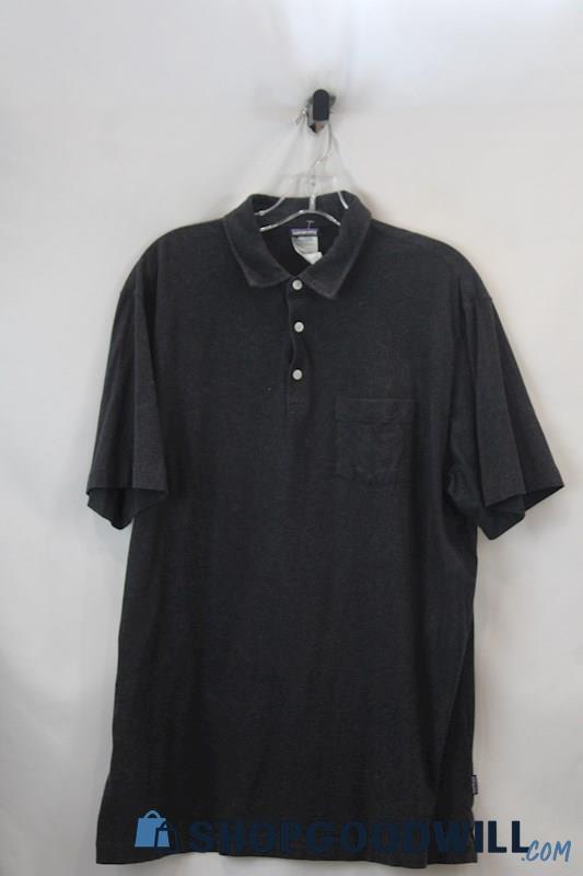 Patagonia Men's Charcoal Gray Soft Knit Henley Short Sleeve Shirt SZ L