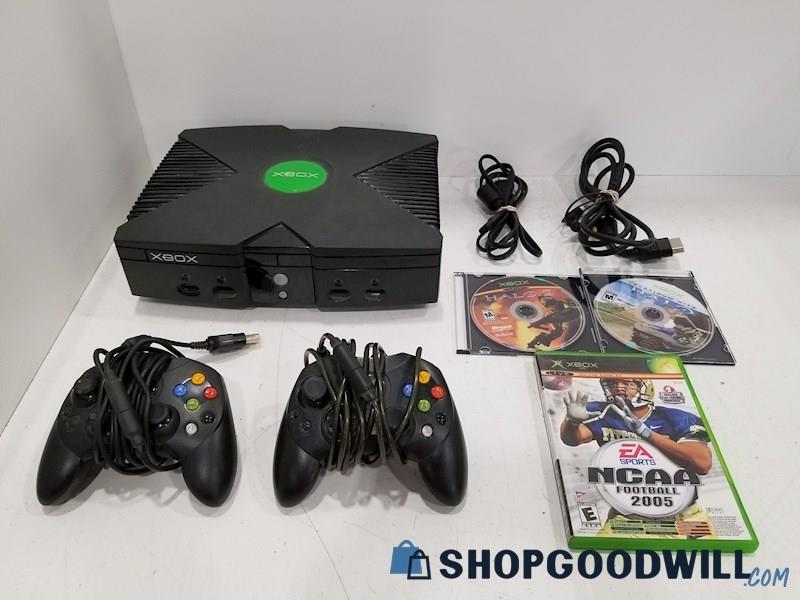 XBOX Console w/ Games, Cords & Controllers - TESTED
