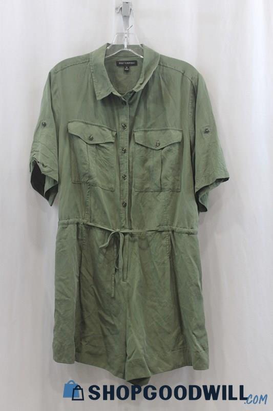 Banana Republic Women's Army Green Button Up Romper SZ 14