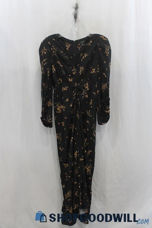 Halogen Women's Black Long Floral Patterned Dress SZ S