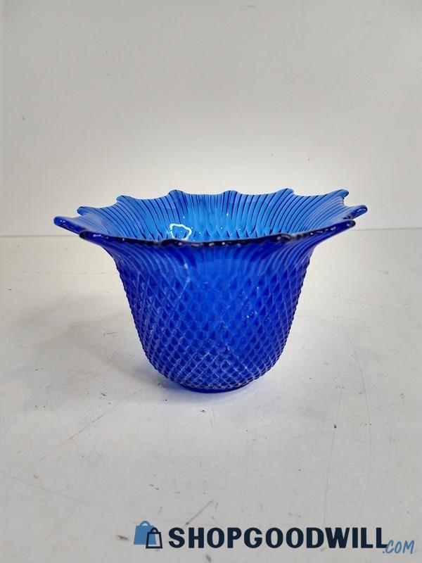 Appears To Be Vintage Cobalt Blue Flower/Candle Holder Vase Table Top Decor