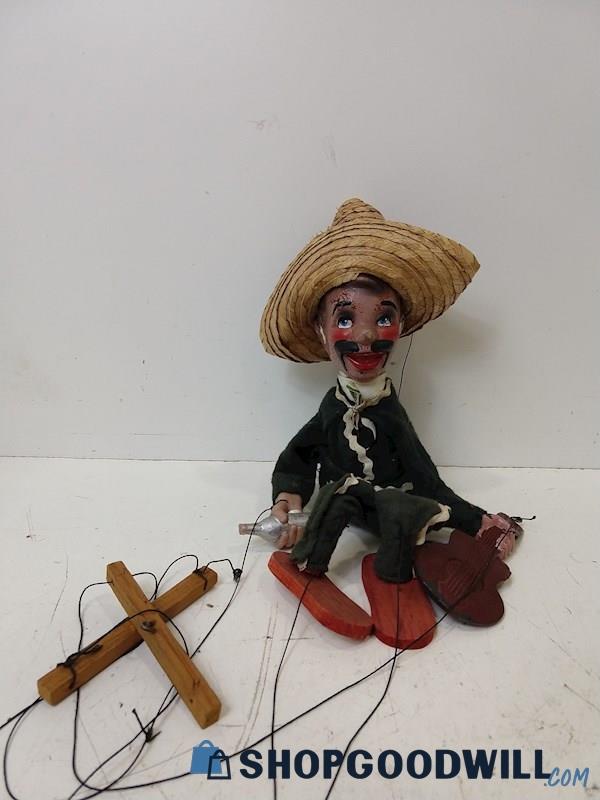 (A) Drunk Singer Dancer Marionette Puppet W/Strings UNBRANDED