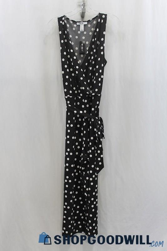 NWT White House Black Market Womens Black/White Polka-Dot Jumpsuit Sz M