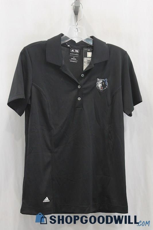 NWT NBA MN Timberwolves Womens Black Tech Polo Shirt Sz M