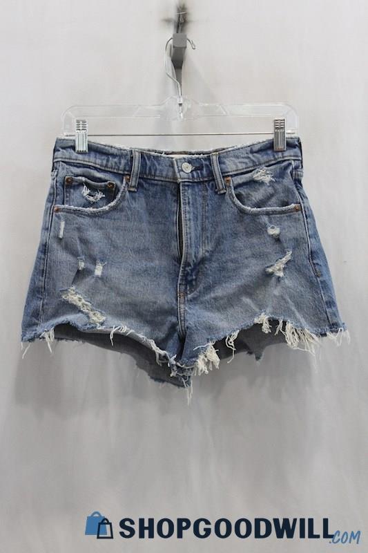 Abercrombie & Fitch Women's Blue Ripped Jean Shorts SZ 4