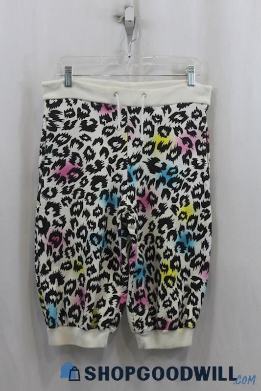 Jeremy Scott Womens White/Black Animal Print Capri Joggers Sz S