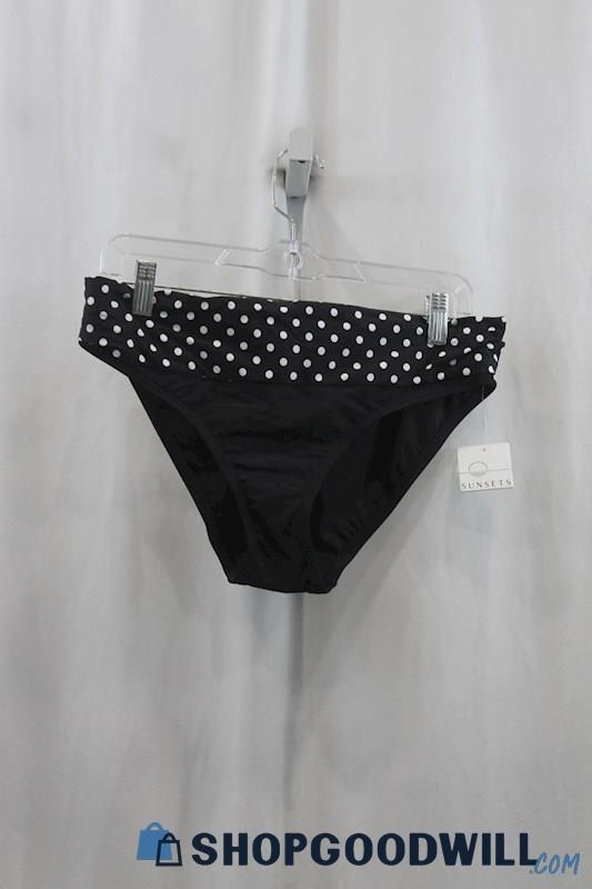 NWT Sunset Womens Black Polkadot Swim Bottom Sz L