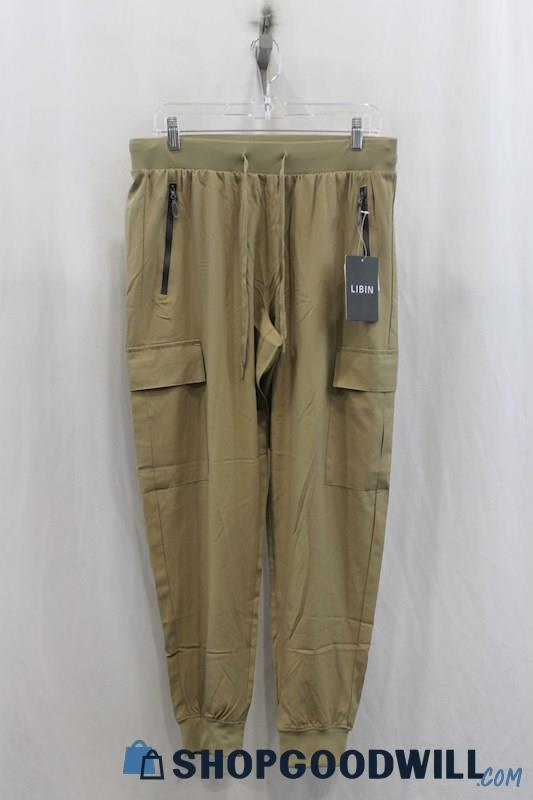 NWT LIBIN Womens Mustard Green Cargo Jogger Sz L