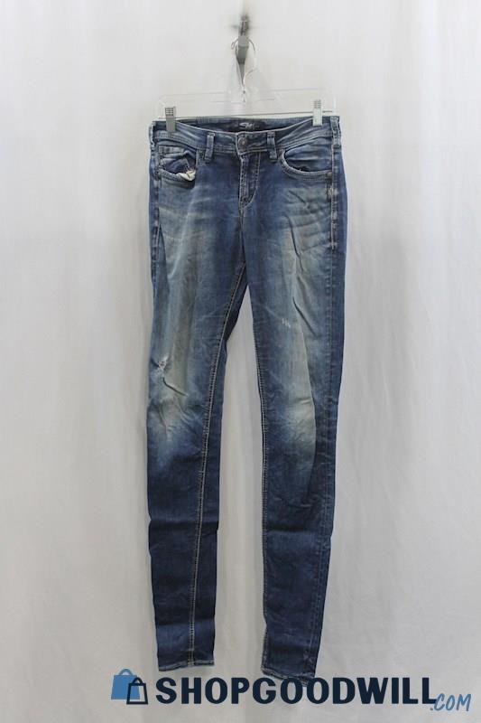Silver Jeans Womens Blue Washed Skinny Jeans Sz 26