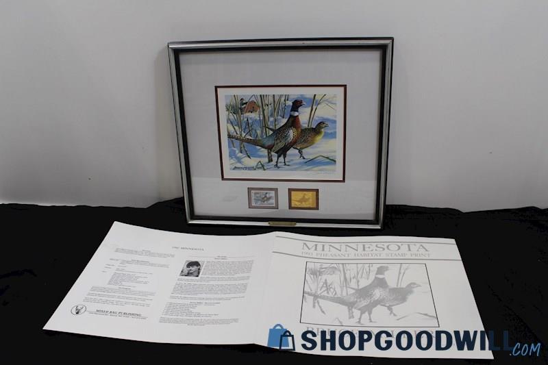 Bruce Miller Signed 1993 Pheasant Habitat Stamp w/24k Plated Medallion 576/2500