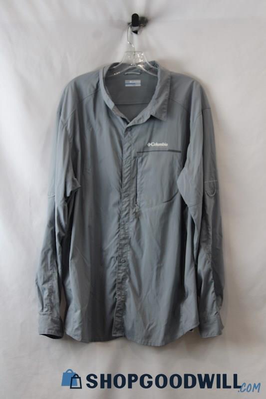 Columbia Men's Gray Long Sleeve Tech Button Up Shirt sz XXL