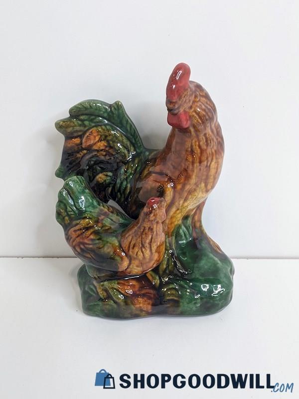 Appears to Be Ceramic Rooster & Hen Figurine Decor