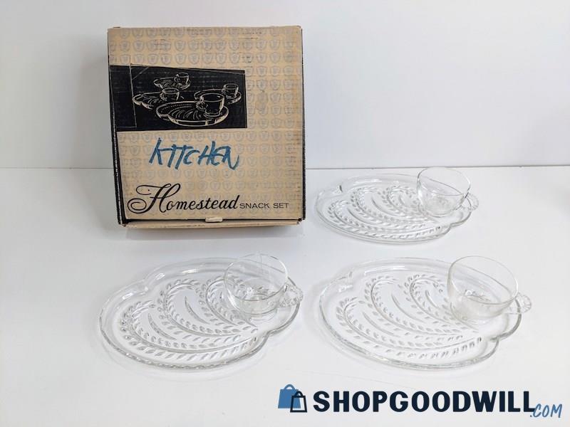 6pc Federal Glass Homestead Snake Serving Trays IOB
