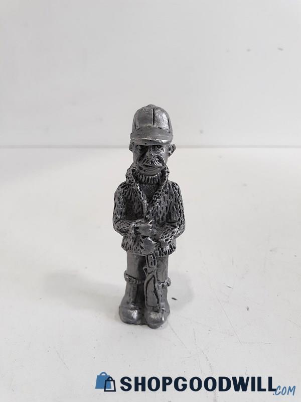  Handcrafted Pewter Hunter Metal Miniature Figurine, Outdoor Hunting Man in Hat