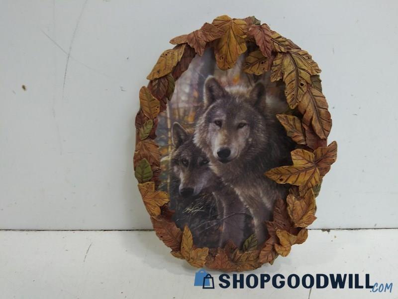 Season Of Wolf Plate Hardely Collection Nature Leaves Trim  Wall Hanging Decor