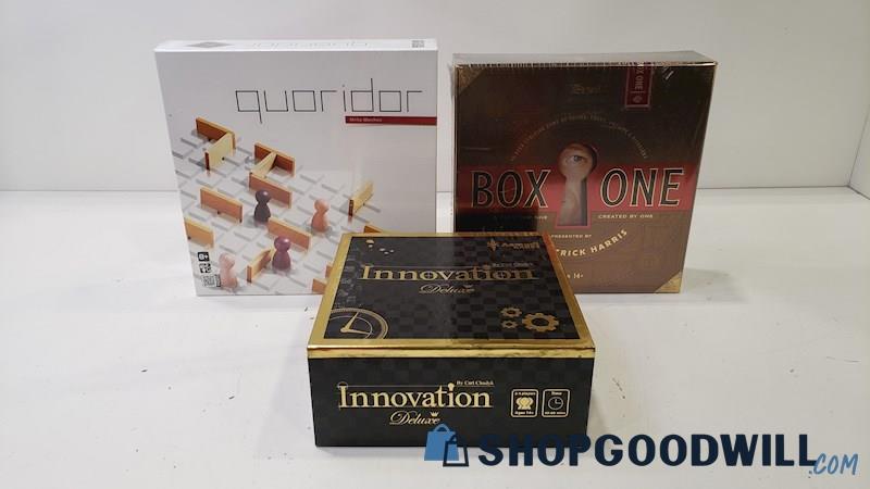 Quoridor, Box One, & Innovation Deluxe Strategy Puzzle Brain Games 