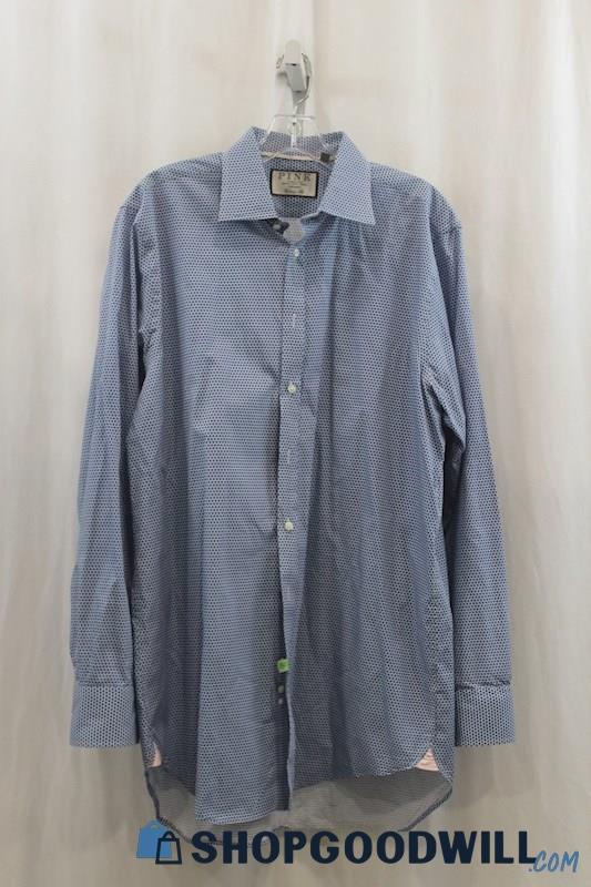 PINK Mens Blue Geo-Pattern Dress Shirt Sz 16.5-32.5