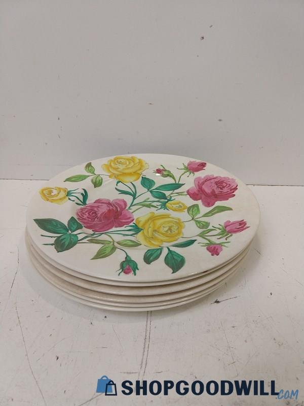 ID65 6pc Booth S Silicon China Floral Dinner Plates Dinnerware Pansies &MORE