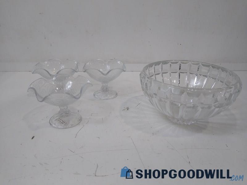 4 PC Glass Bowl & Pedestal Bowl Set - No Brand 