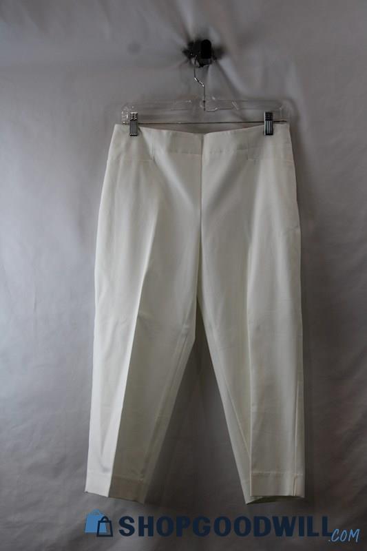 NWT Talbots Women's White Pleated Crop Slim Ankle Pant SZ 6P