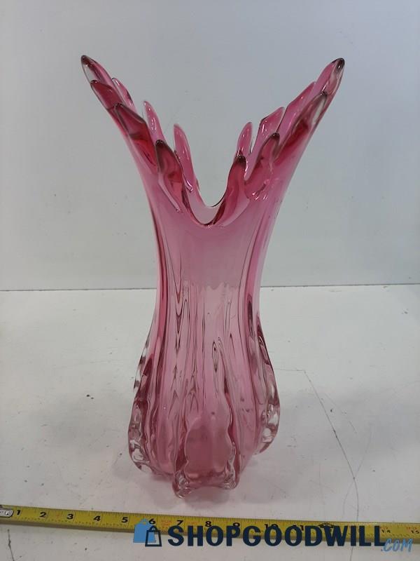 Swung Style Red Glass Vase Flared At the Top 16