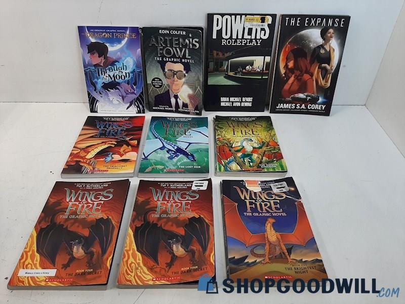 (c) 10 Asstd. Graphic Novels 6 Wings of Fire Powers Artemis Fowl Dragon Prince +