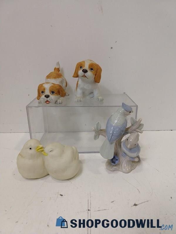 4pc Homeco Dept 56 &MORE Animal Figurines Dog/Birds Blue/Brown/Yellow Home Décor