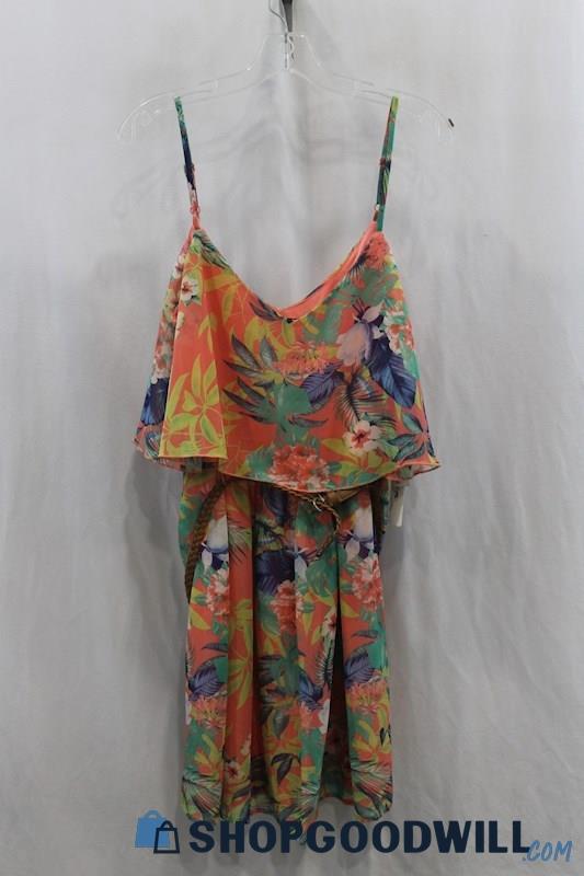 NWT As U Wish Women's Multicolor Tropical Print Sundress SZ XL