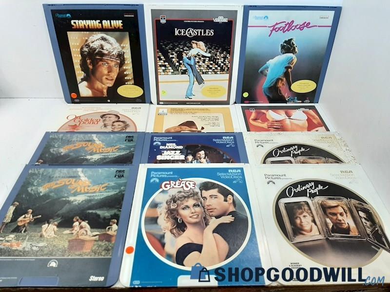 12 Asstd. Movies on Videodiscs 18 lbs Staying Alive Ice Castles Footloose +
