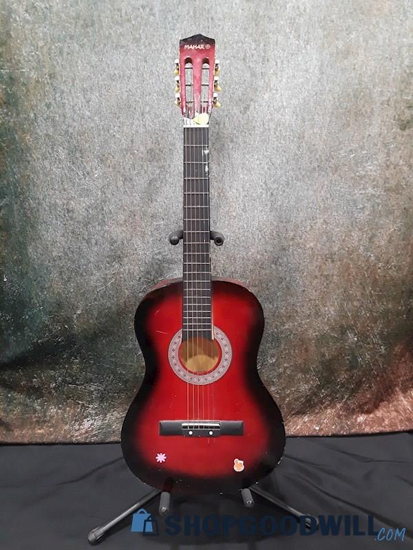 Vintage Mahar Red Sunburst Acoustic Guitar w/Case