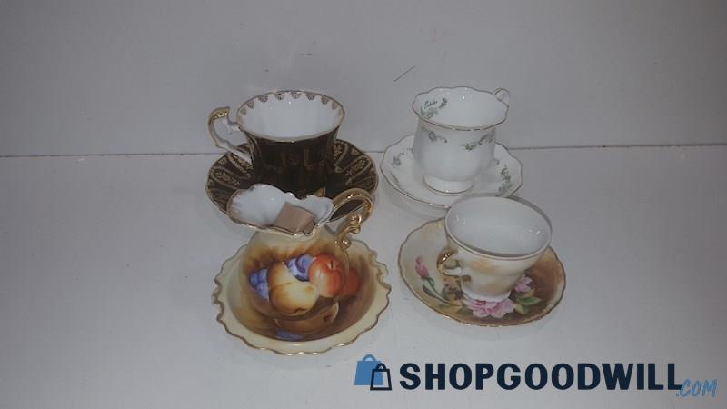 A Lot Of Cups & Saucers W/Enesco Japan Banana, Apple, Grapes Pitcher & Bowl
