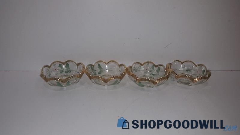 Appears To Be Vintage Enameled Glass Berry Bowls