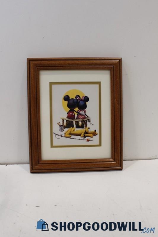 'Puppy Love' Disney's Mickey,Minnie&Pluto Framed Cartoon Art Print Charles Boyer