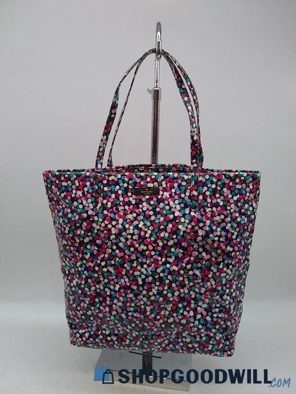 Kate Spade Multicolor Polka Dot Vinyl Tote Handbag Purse  