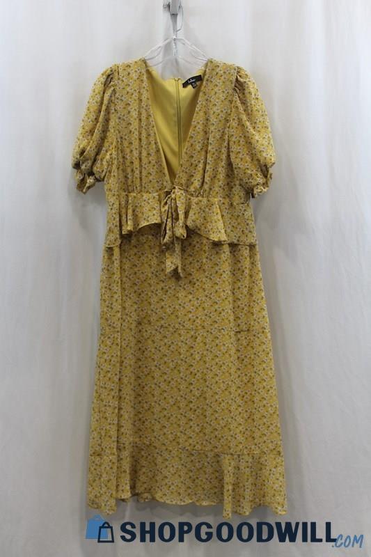 Lulus Women's Yellow Floral Print Sundress SZ XL