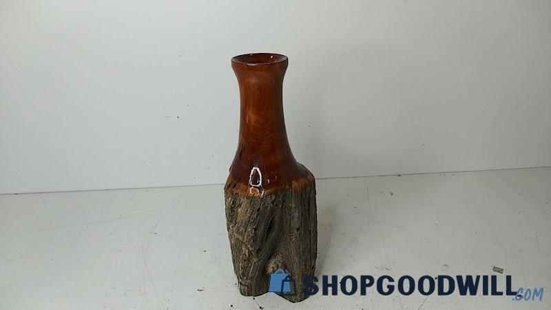 2.2lbs Unbranded Handcrafted Wood Vase Home Décor 