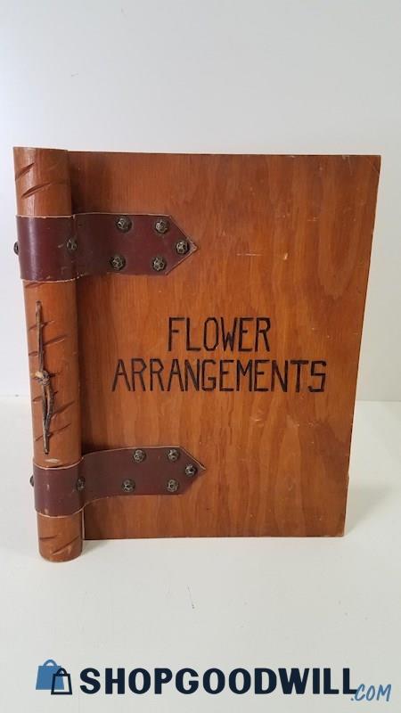 Vtg 1930s Flower Arrangements Wood/Leather HC Appears Homemade Scrapbook