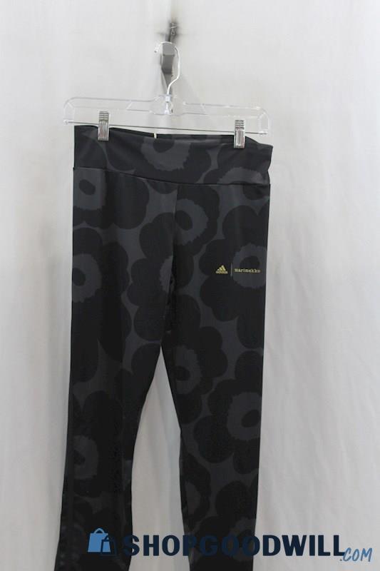 NWT Adidas Womens Black/Dark Gray Floral Active Leggings Sz XL