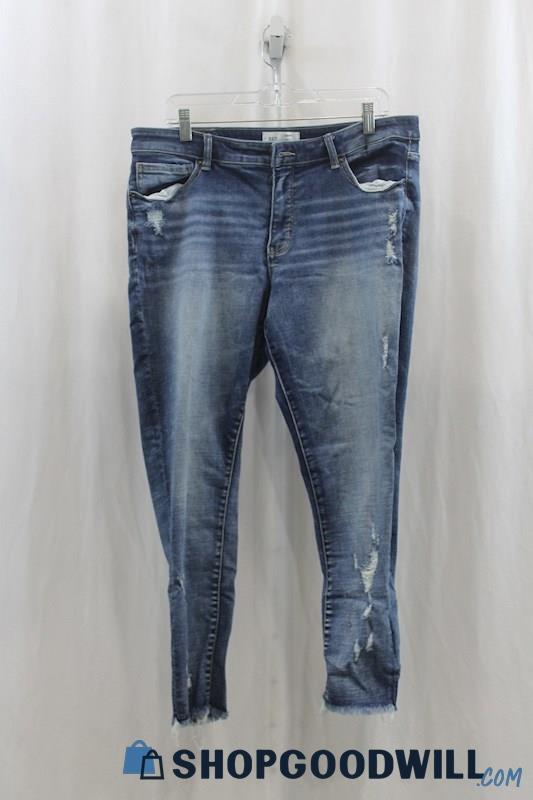 BKE Womens Blue Washed Ankle Skinny Jeans Sz 32