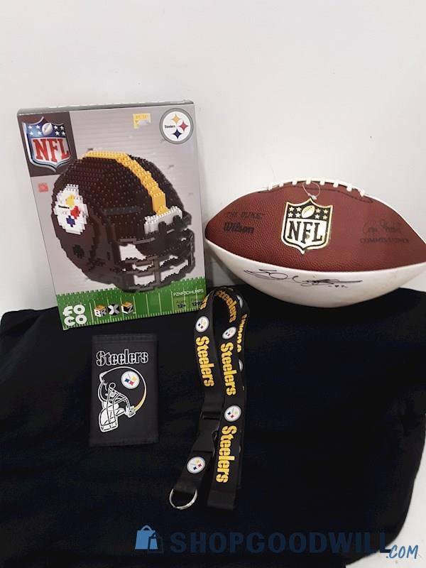 Pittsburgh Steelers 4 Item collector lot & SIGNED FOOTBALL 