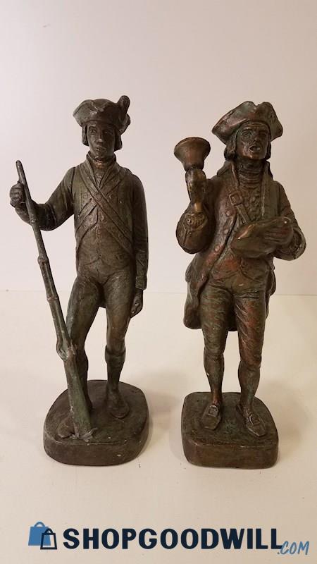 2pc American Revolutionary Figurines Appear Ceramic Approx 13