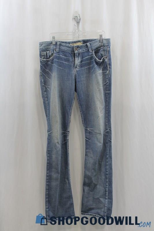 BKE Womens Blue Washed Bootcut Jeans Sz 33x35.5
