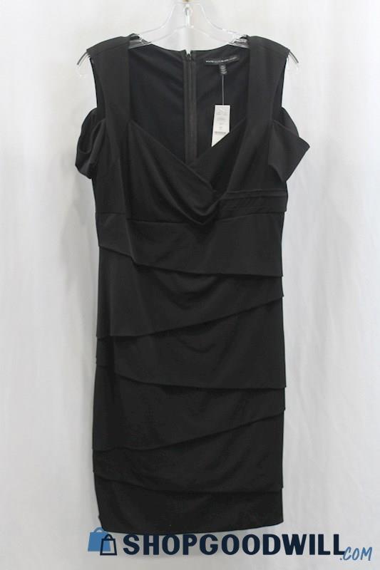 NWT White House Black Market Women's Black Cold Shoulder Sheath Dress SZ 14