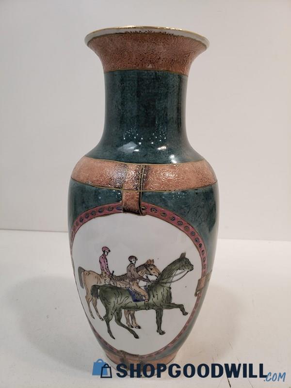 Vintage WFBI Porcelain Vase. Polo, Equestrian, Jockeys 12