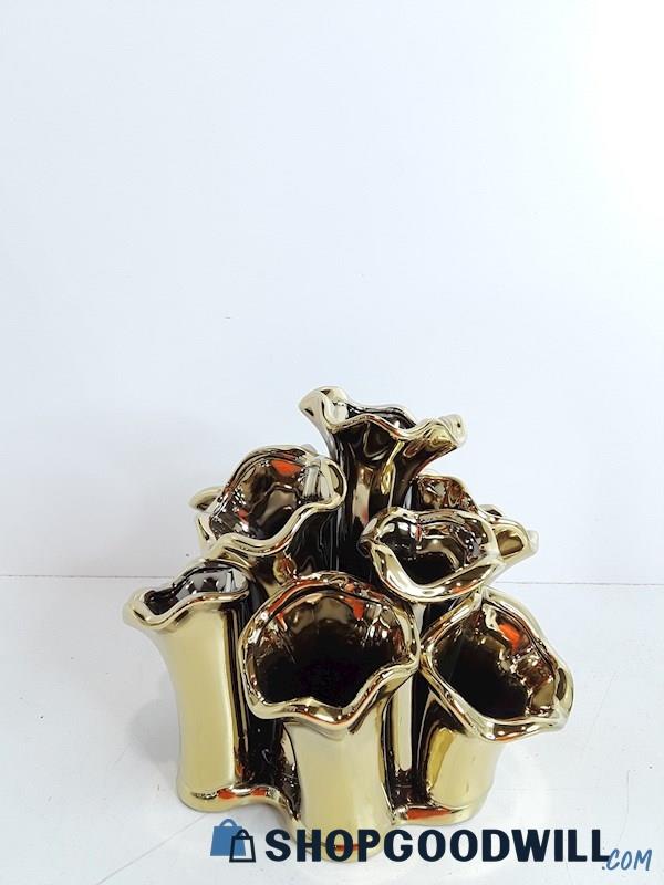 Z Gallarie Multi Hole Ceramic Marlin Gold 7 Inch Vase 