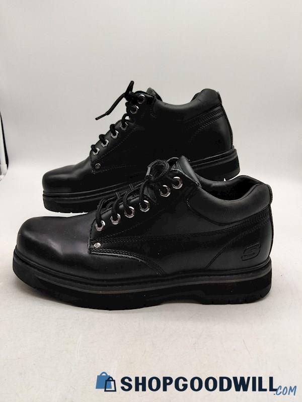 Skechers Men's Black Leather  Steel Shank Lace Up Safety Shoes SZ 11