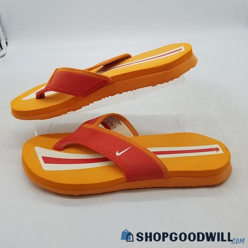 Nike Women's Celso Orange/Red Synthetic Flip Flops Sz 7